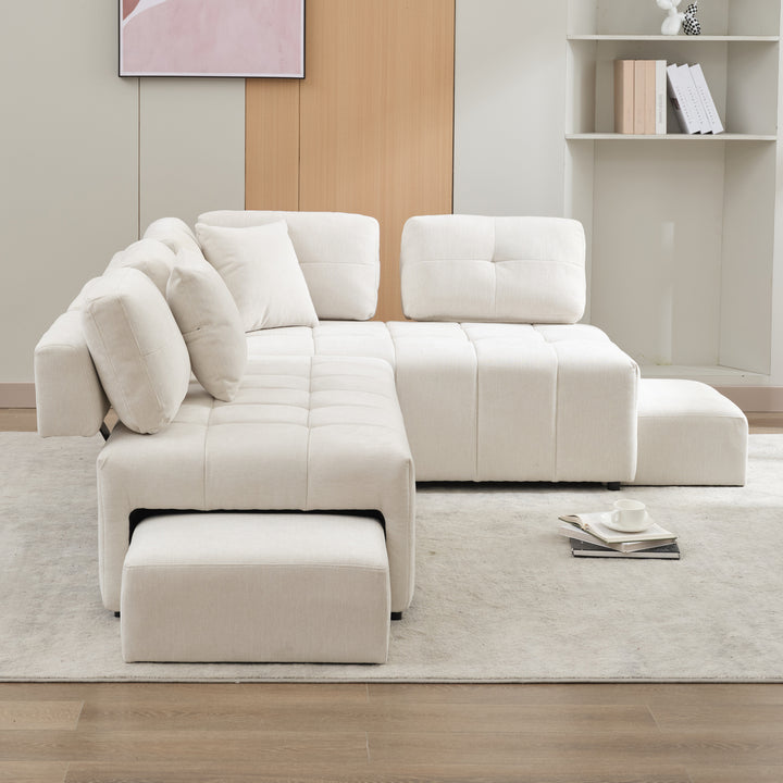 91.73" L-shaped Sofa Sectional Sofa Couch , Biege