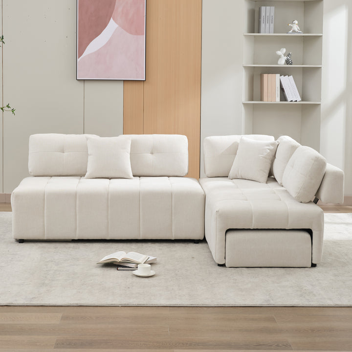91.73" L-shaped Sofa Sectional Sofa Couch , Biege