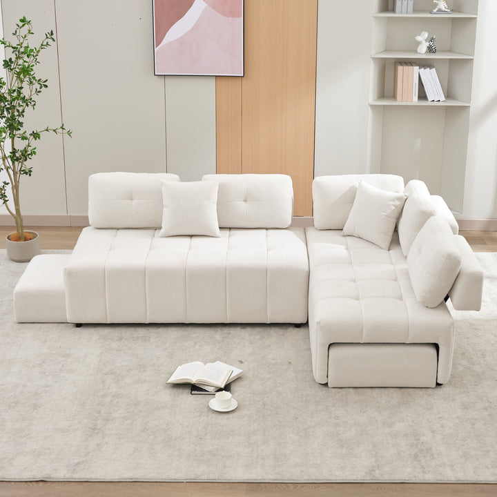 91.73" L-shaped Sofa Sectional Sofa Couch , Biege