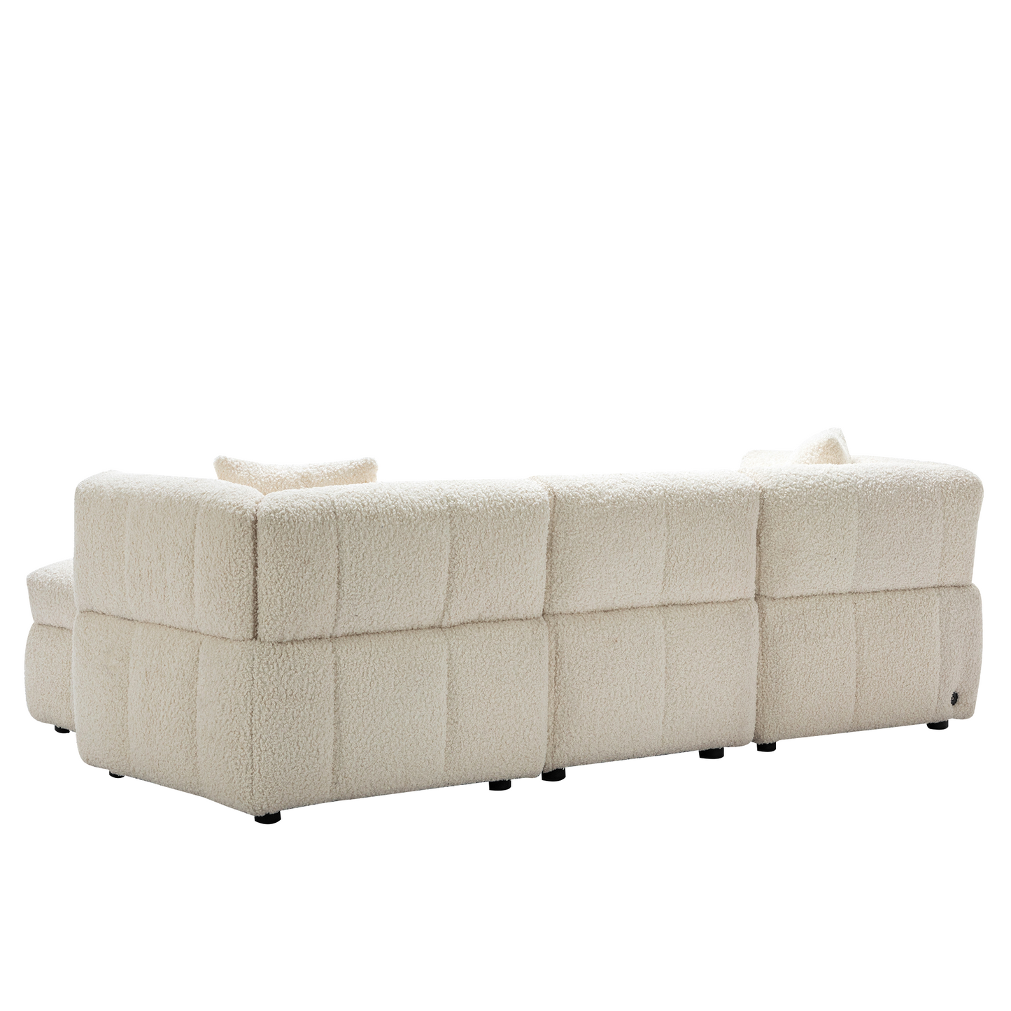 87.7" Sectional Sofa with Two USB Ports a Movable Storage Ottoman and Two Lumbar Pillows Creamy White