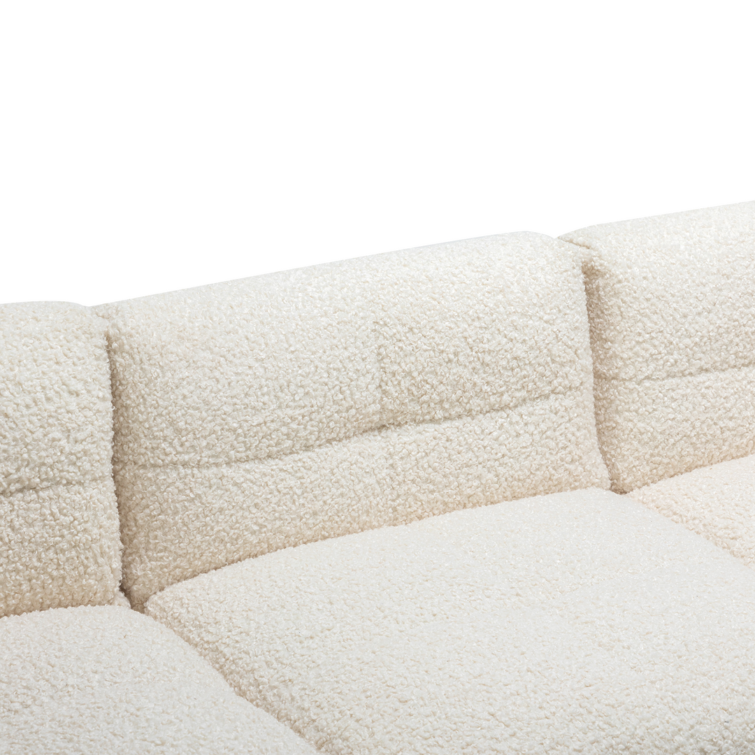 87.7" Sectional Sofa with Two USB Ports a Movable Storage Ottoman and Two Lumbar Pillows Creamy White