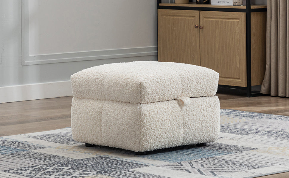 87.7" Sectional Sofa with Two USB Ports a Movable Storage Ottoman and Two Lumbar Pillows Creamy White