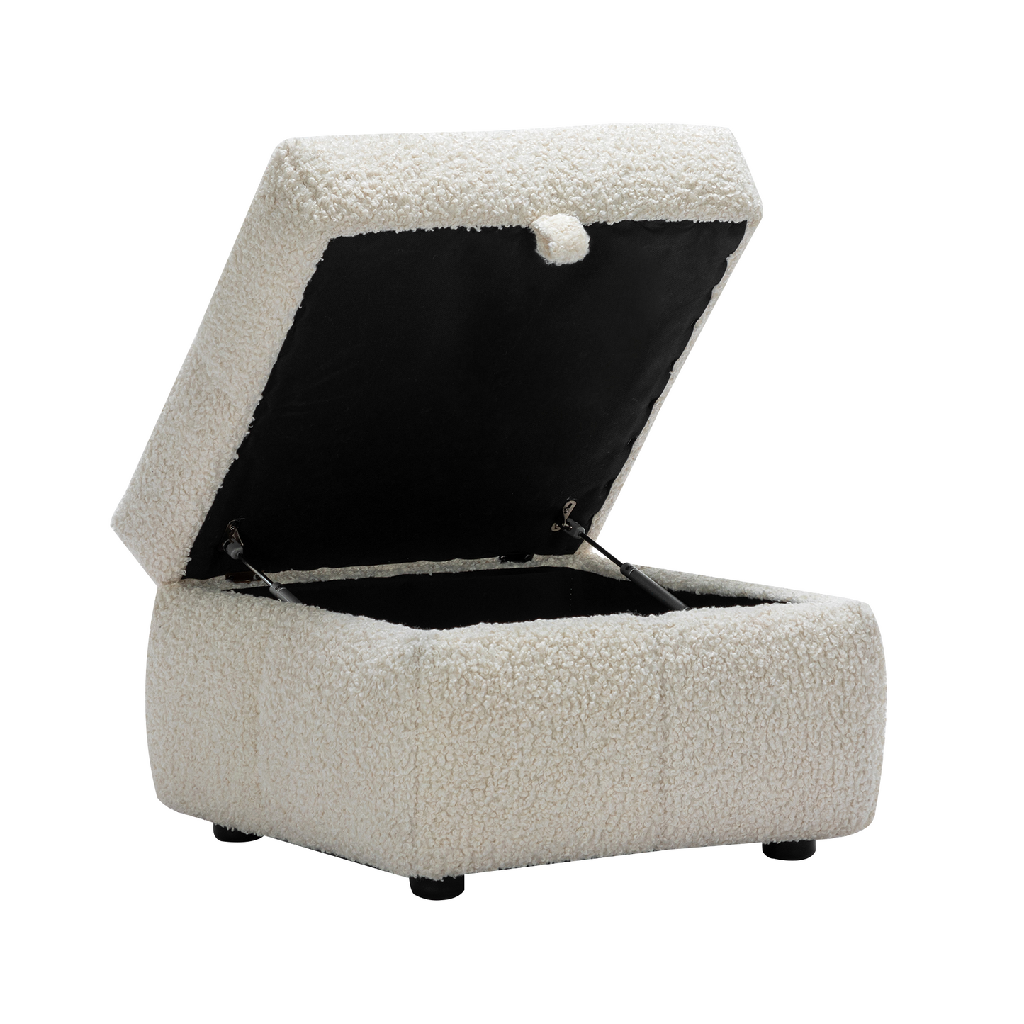 87.7" Sectional Sofa with Two USB Ports a Movable Storage Ottoman and Two Lumbar Pillows Creamy White