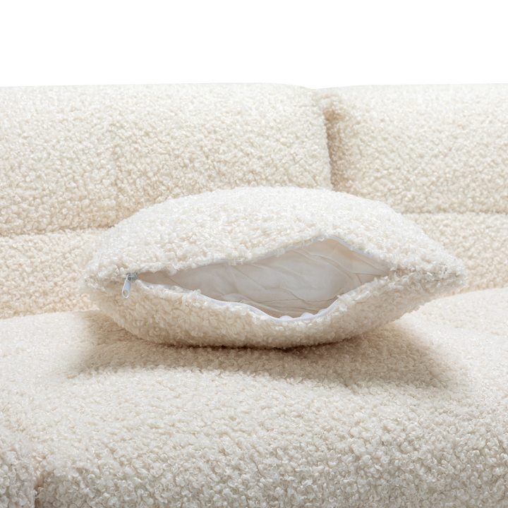 87.7" Sectional Sofa with Two USB Ports a Movable Storage Ottoman and Two Lumbar Pillows Creamy White