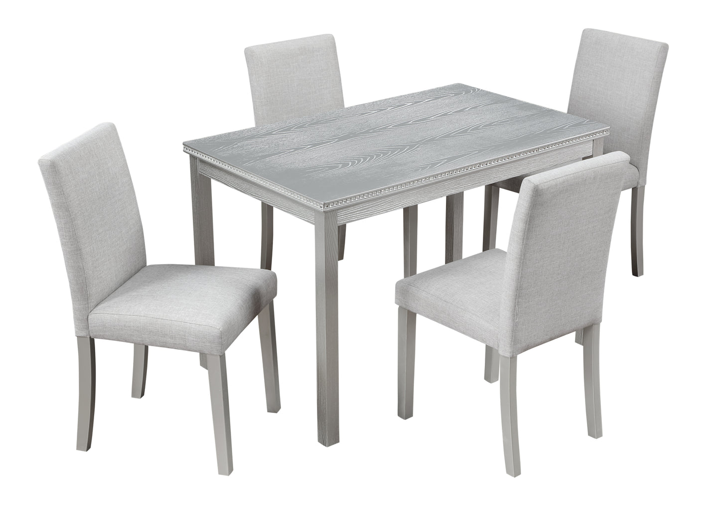 5 Piece Wooden Dining Table Set, Kitchen Table Set with a Rectangular Table and 4 Upholstered Chairs