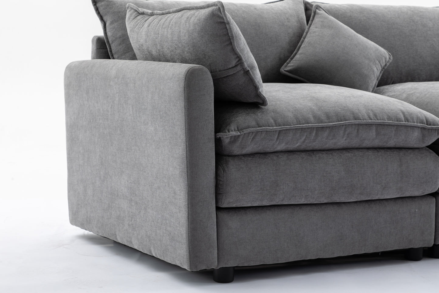 Sectional Sofa,  3-Seater Sofa with Ottoman