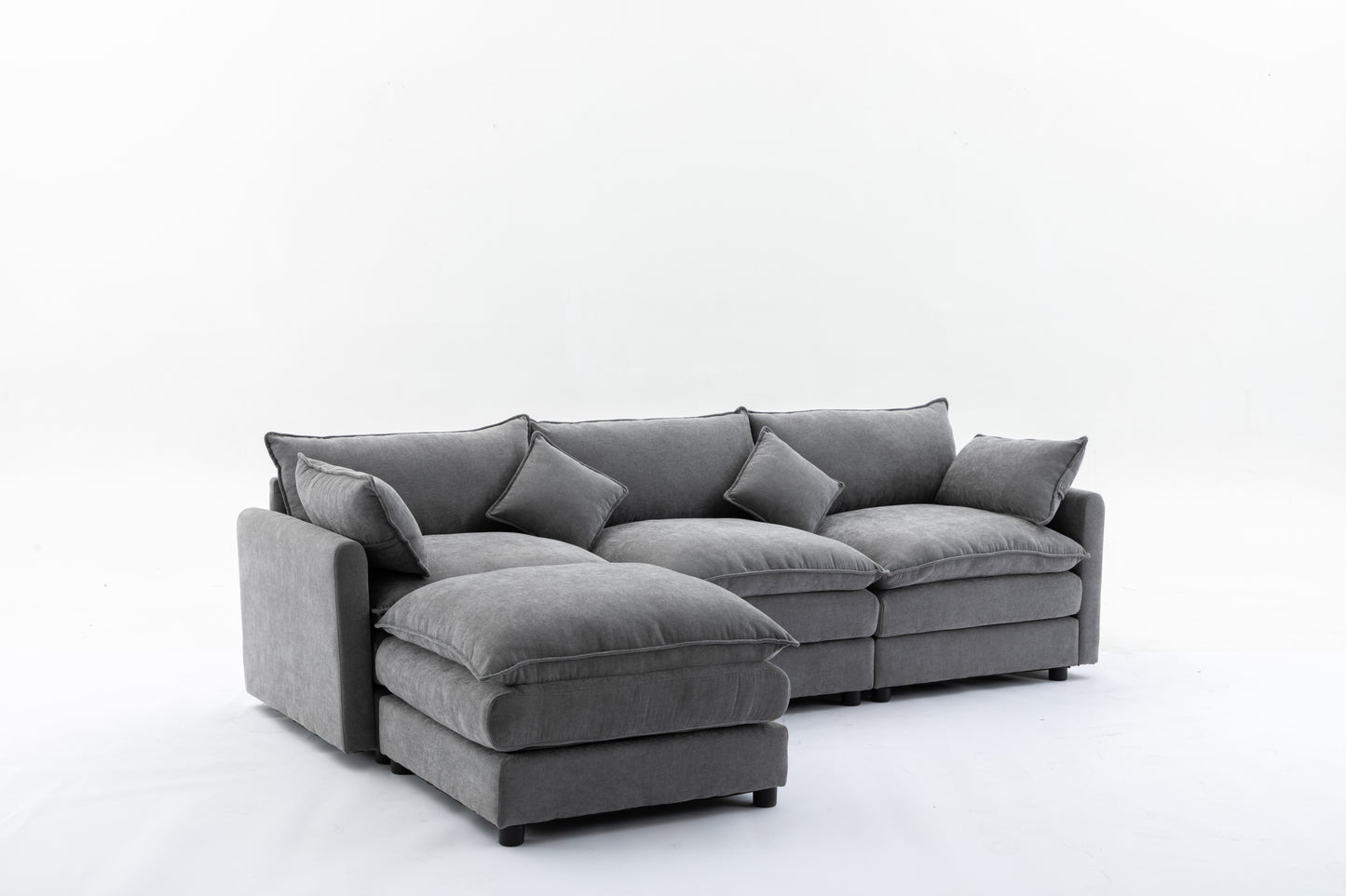 Sectional Sofa,  3-Seater Sofa with Ottoman