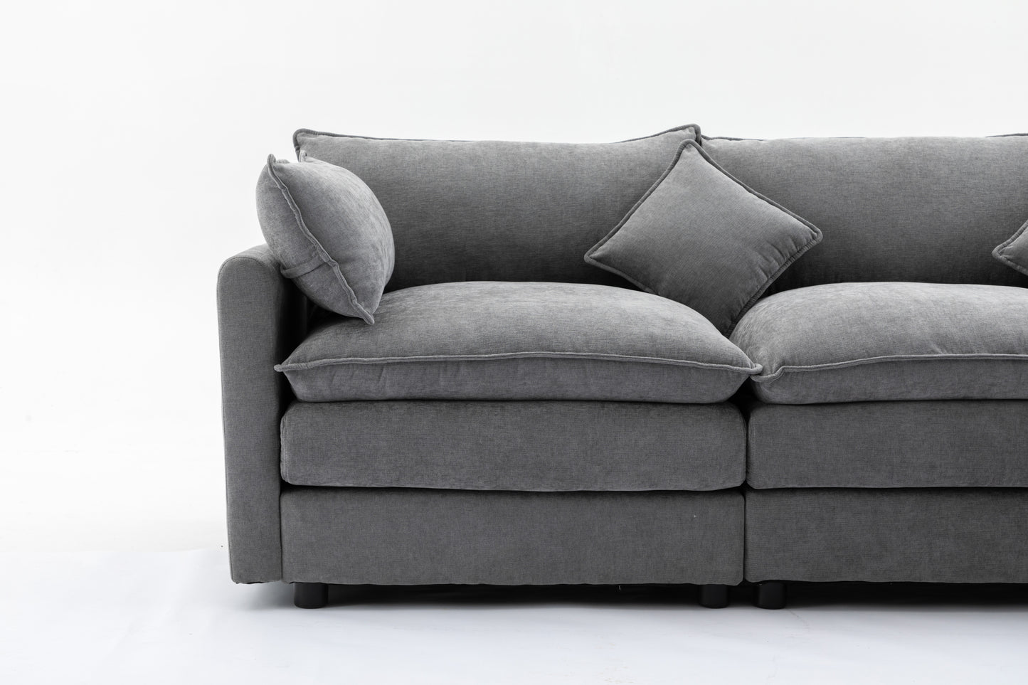 Sectional Sofa,  3-Seater Sofa with Ottoman