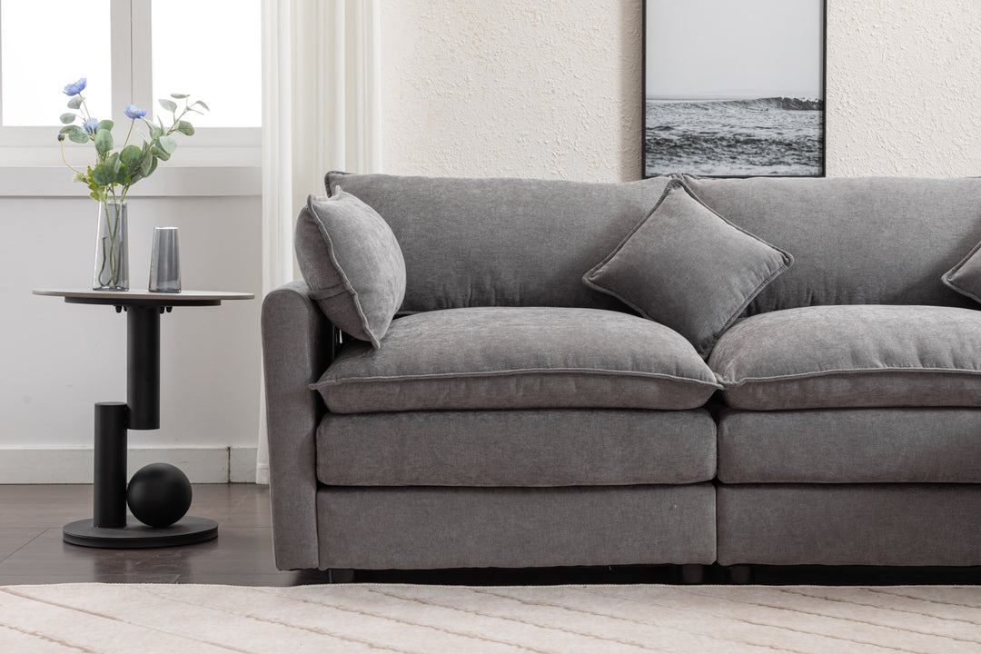 Sectional Sofa,  3-Seater Sofa with Ottoman