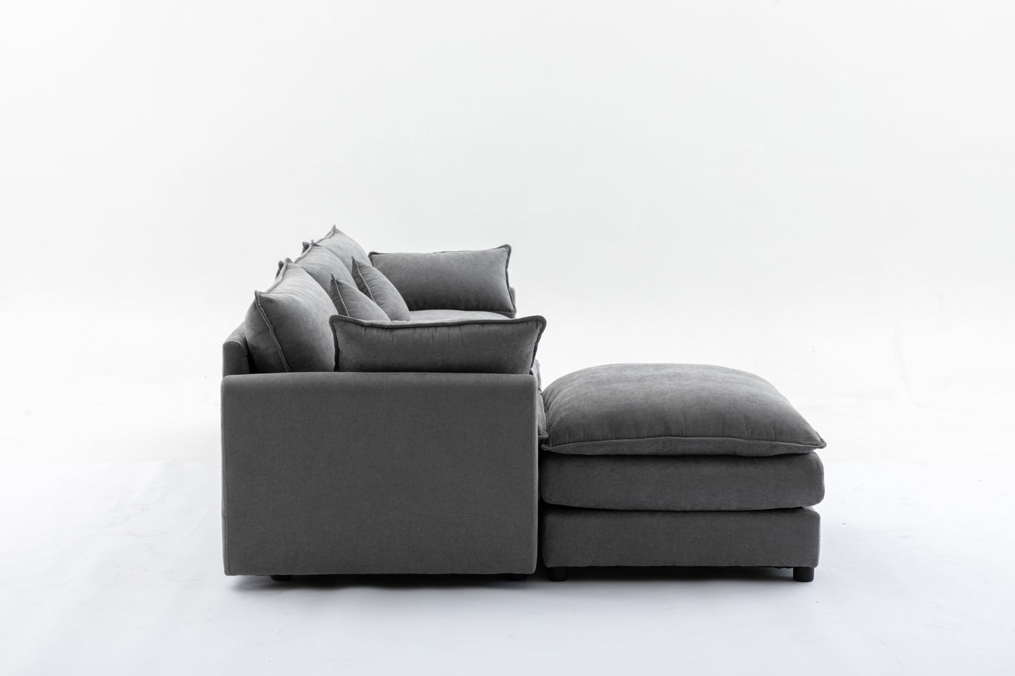 Sectional Sofa,  3-Seater Sofa with Ottoman