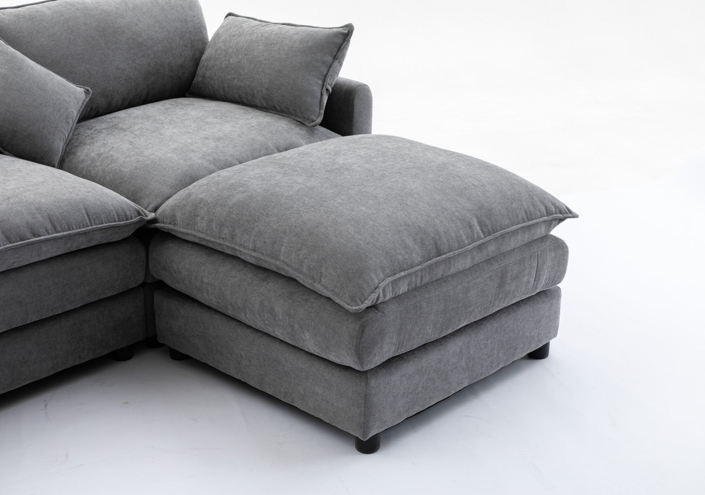 Sectional Sofa,  3-Seater Sofa with Ottoman