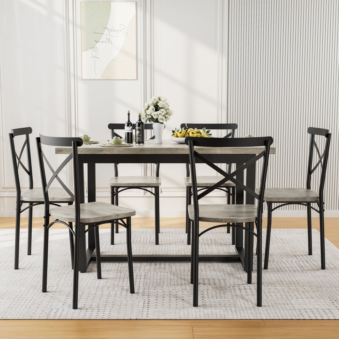 7 Pieces Dining Set 7-Piece Kitchen Table