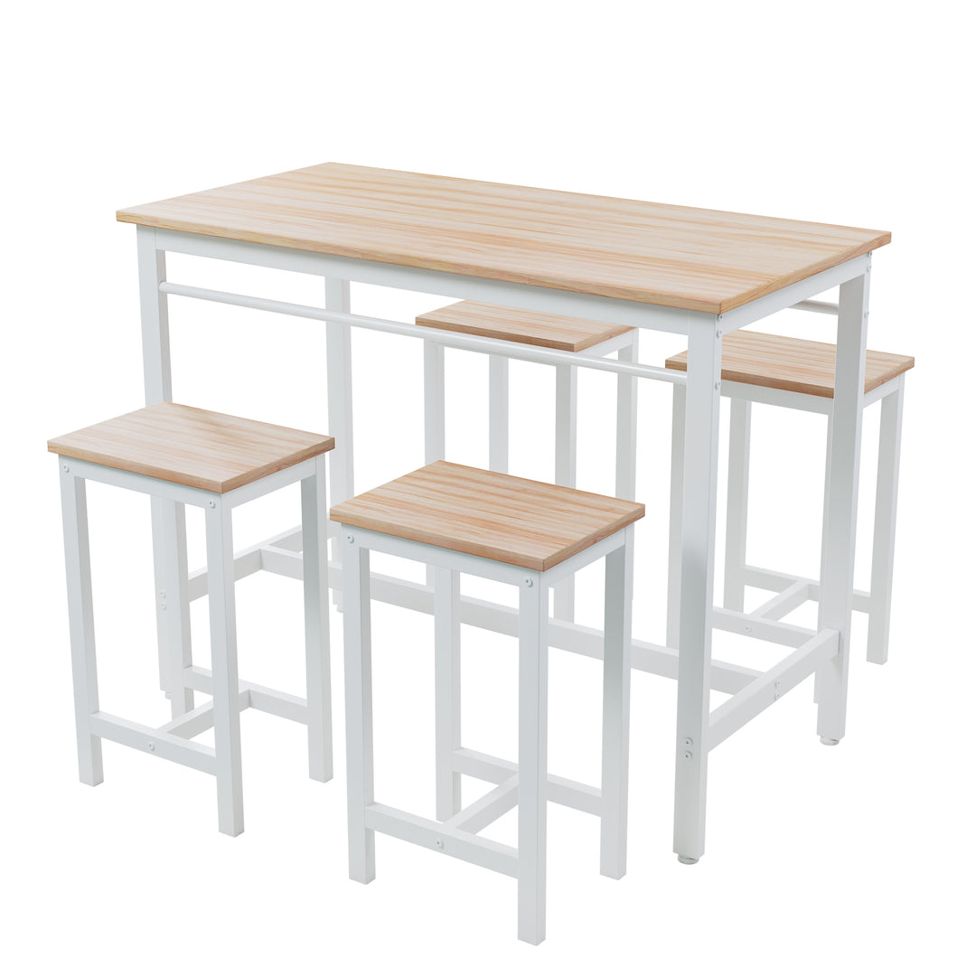 5-piece kitchen table with four bar stools Bar table set 5PC,metal frame and MDF