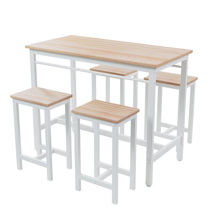 5-piece kitchen table with four bar stools Bar table set 5PC,metal frame and MDF