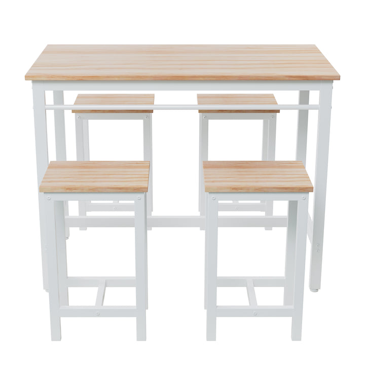 5-piece kitchen table with four bar stools Bar table set 5PC,metal frame and MDF