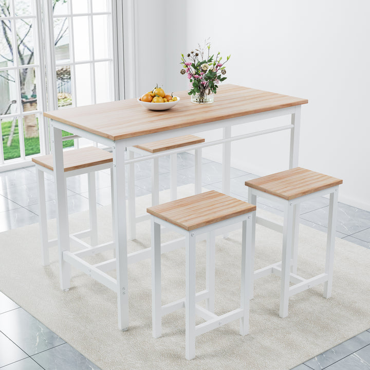 5-piece kitchen table with four bar stools Bar table set 5PC,metal frame and MDF