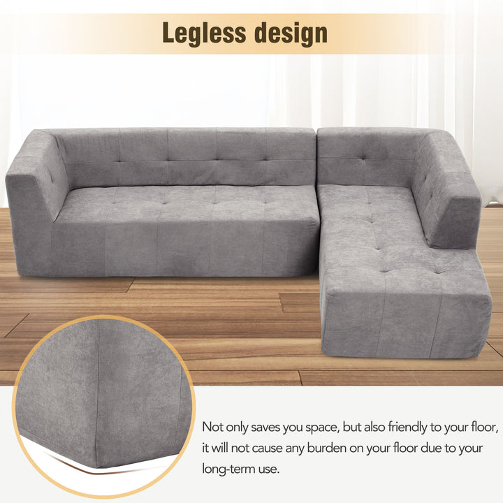 110.2*72.8" Living Room Sofa Set, 2pcs Computer Free Combination, L-Shaped,Light Grey
