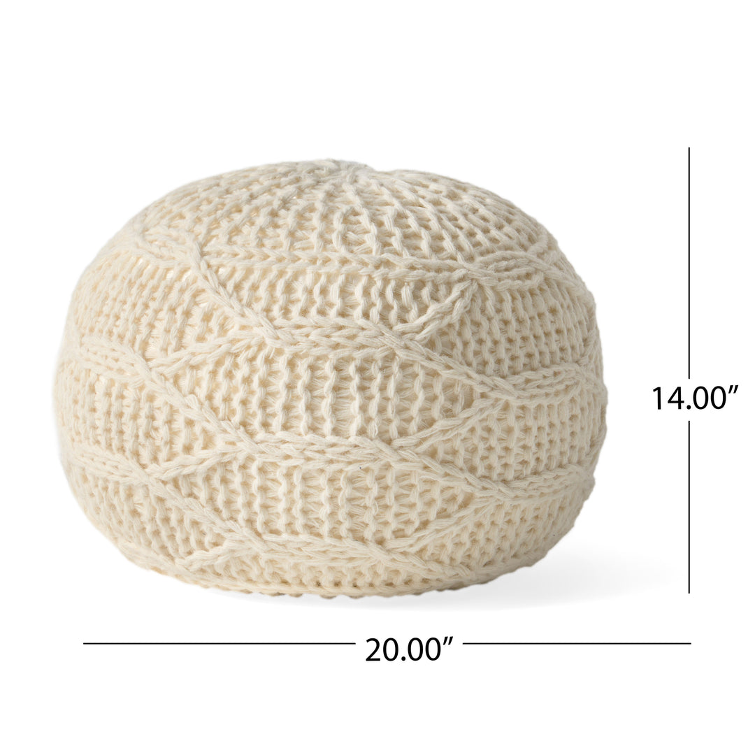 Knitted Wool 20 x 20 Round Pouf