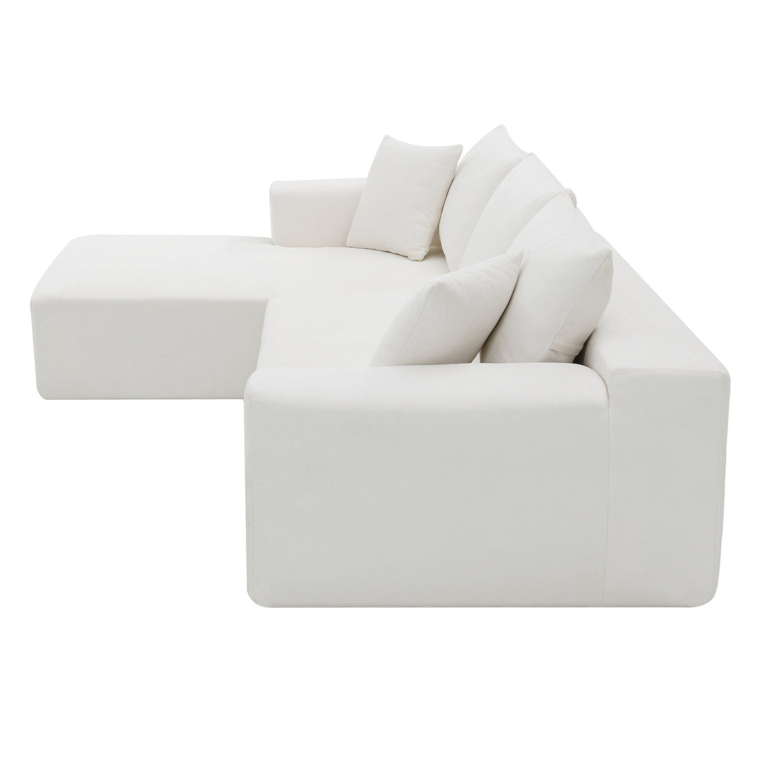 109*68" Sectional Living Room Sofa Set, L-Shape, Cream