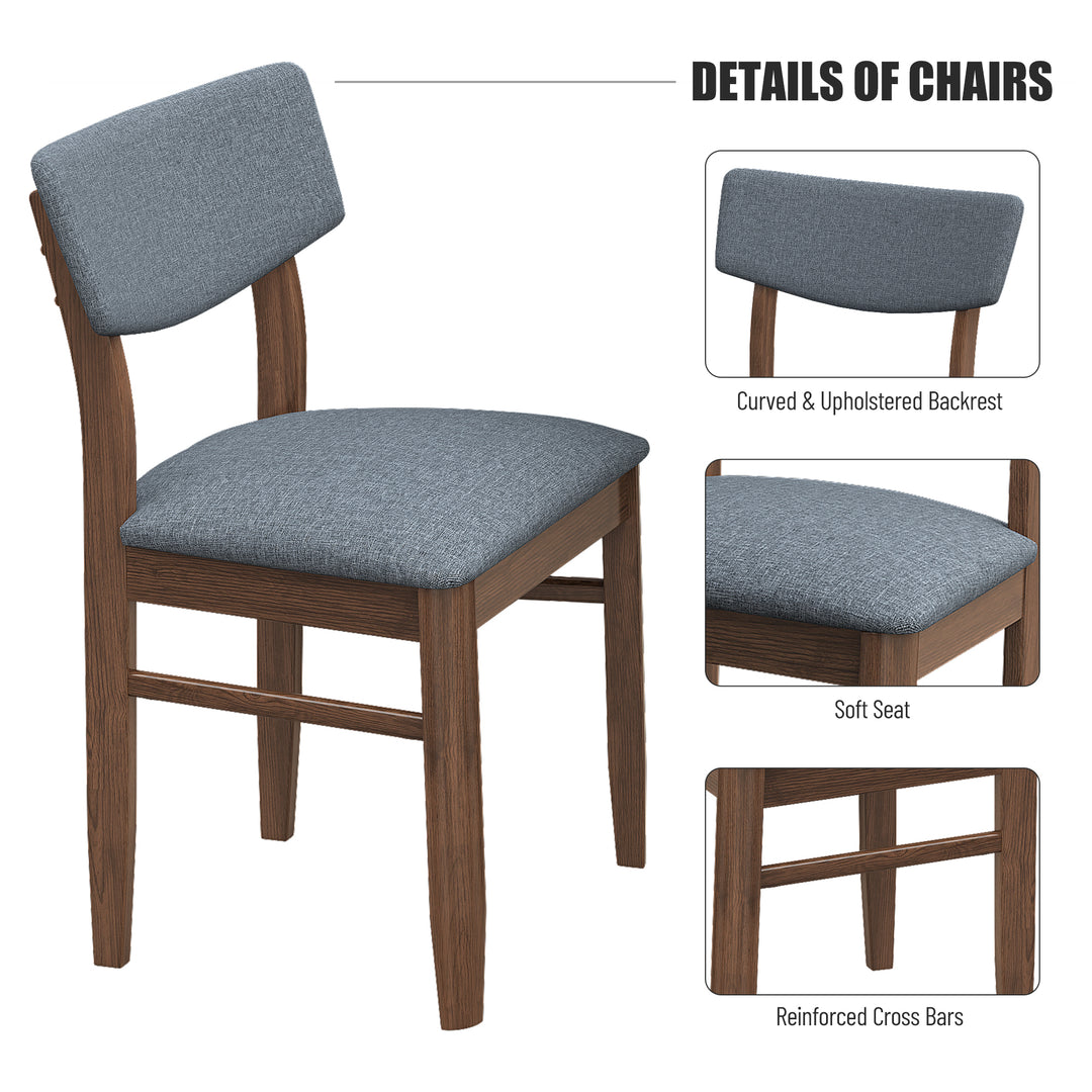 Dining Table Set with 2 Benches and 2 Chairs Fabric Cushion for 6