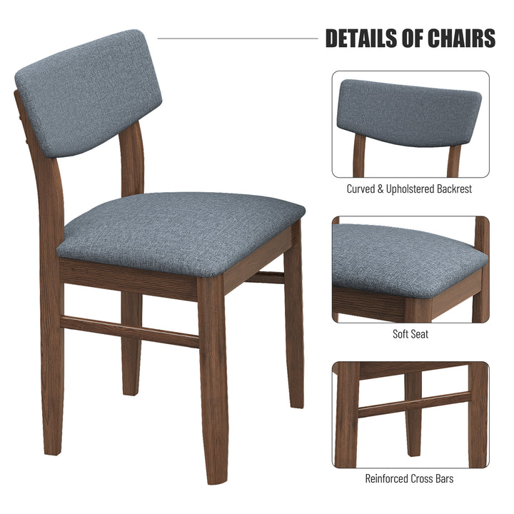 Dining Table Set with 2 Benches and 2 Chairs Fabric Cushion for 6