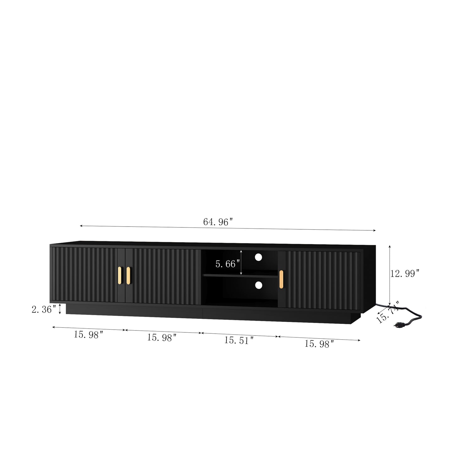 TV Stand with LED Lights for 80 Inch TV, Entertainment Center Wooden TV Stand