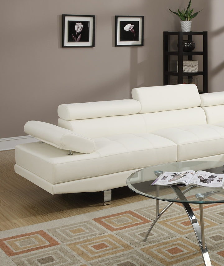 White Color Sectional Living Room Furniture Faux Leather