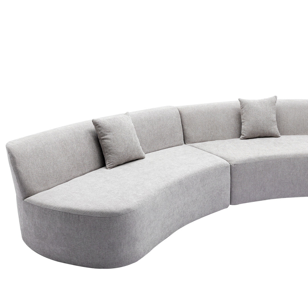 136.6" Stylish Curved sofa Sectional Sofa, Grey