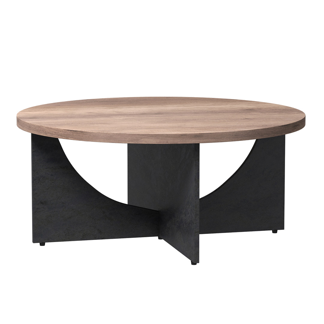 35 Inch Retro Round Coffee Table for Living Room and Bedroom