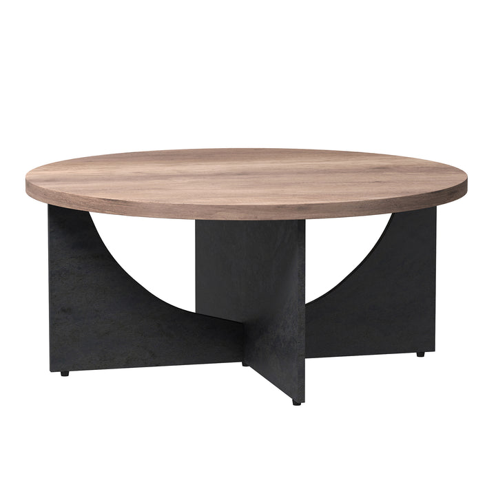 35 Inch Retro Round Coffee Table for Living Room and Bedroom