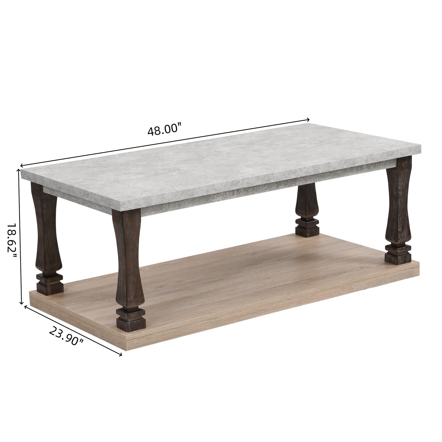 Coffee Table for Living Room, Wood Coffee Table, Grey Tabletop