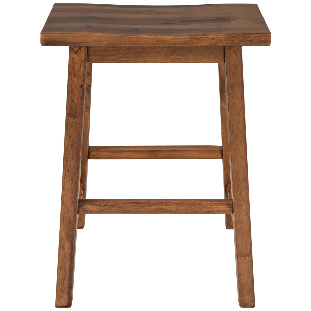 Solid Wood Rustic 3-piece 45" Stationary Kitchen Island Set with 2 Seatings, Rubber Wood