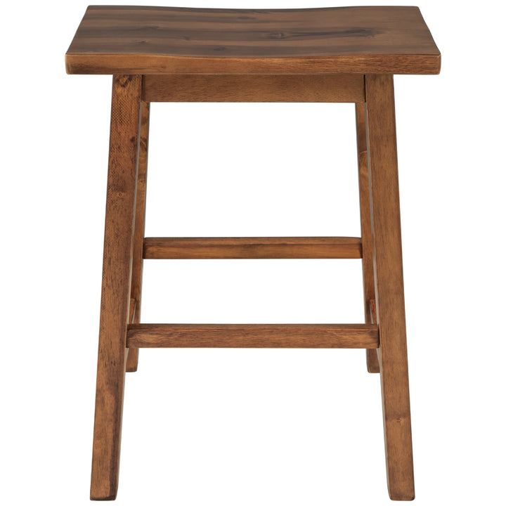 Solid Wood Rustic 3-piece 45" Stationary Kitchen Island Set with 2 Seatings, Rubber Wood