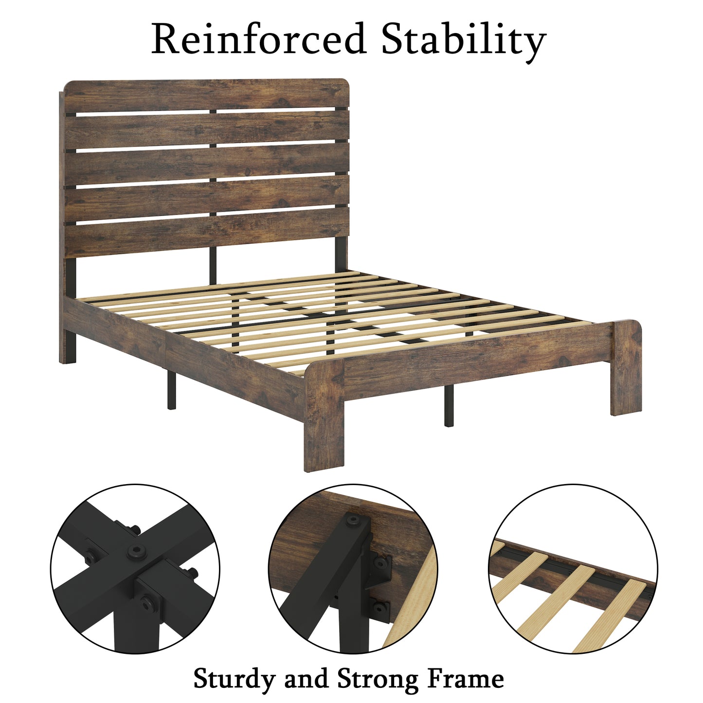 Bed Frame Full Size, Wood Platform Bed Frame  , Noise Free,No Box Spring Needed