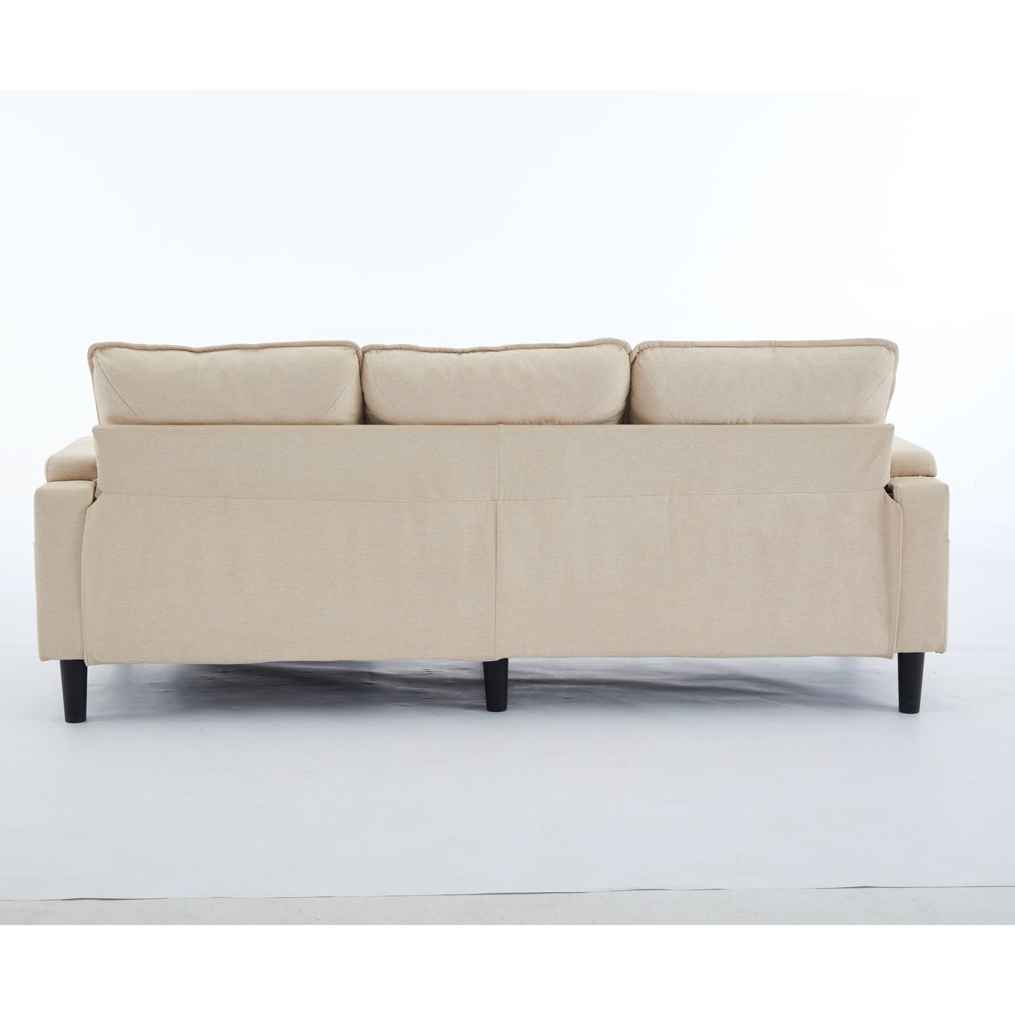 beige color knock down 3-seat combo sofa with storage ottoman