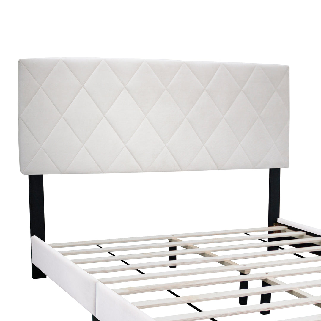WHITE QUEEN SIZE ADJUSTABLE UPHOLSTERED BED FRAME AMERICAN SIMPLE AND VERSATILE STYLE,SUITABLE FOR ANY ROOM STYLE