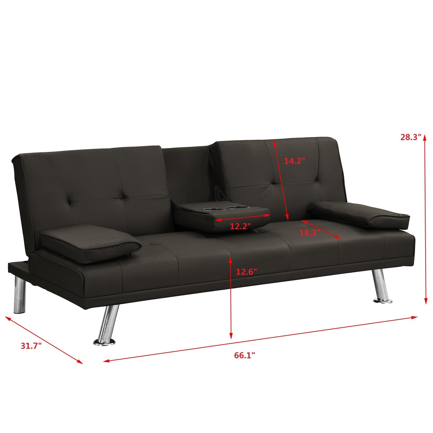 Sofa Bed with Armrest two holders  WOOD FRAME