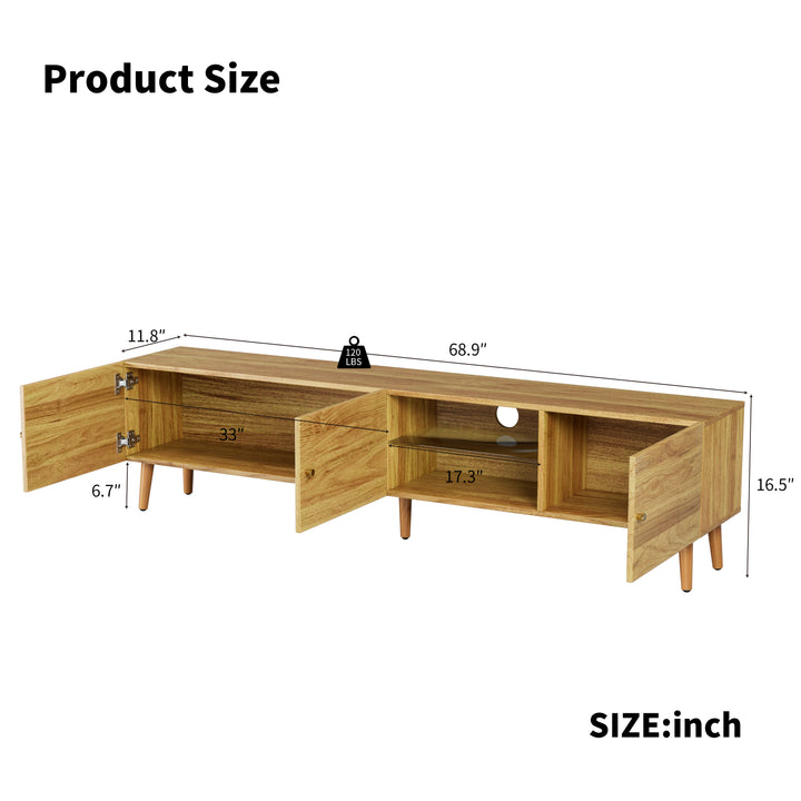 70 Inch Mid Century Modern TV Stand, TV Stand with Storage