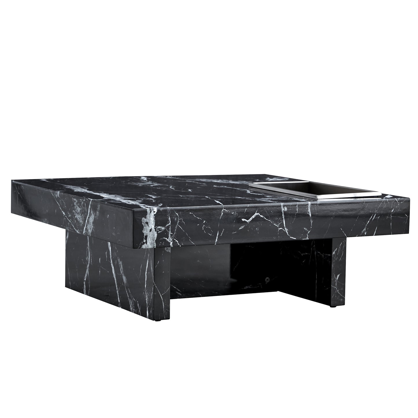 A coffee table made of MDF material with black patterns. 31.4"*31.4"*12"