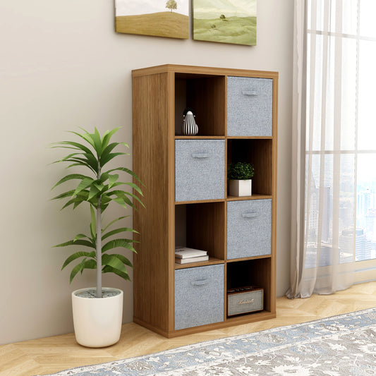 Smart Cube 8-Cube Organizer Storage with Opened Back Shelves,Walnut Color