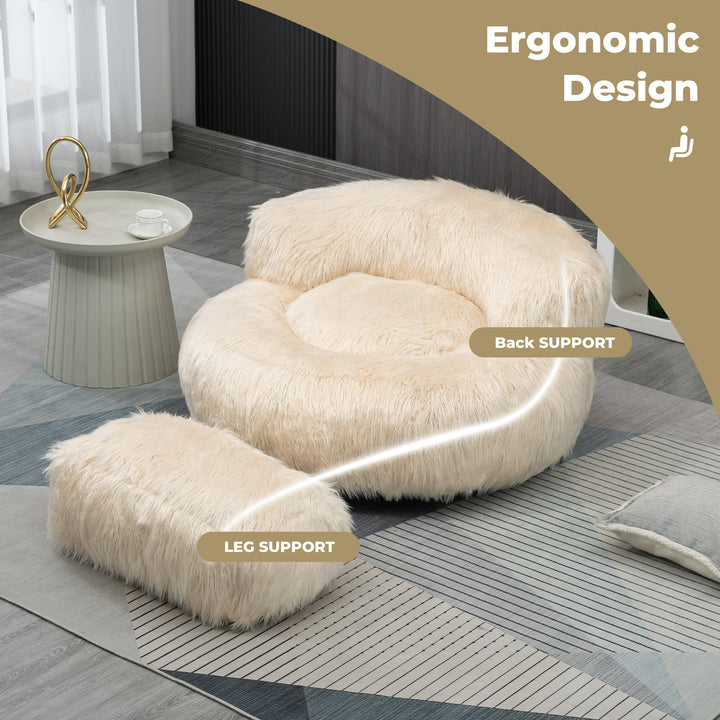 Bean Bag Chair, Floor Sofa with Handle,Accent Sofa Chair with Ottoma