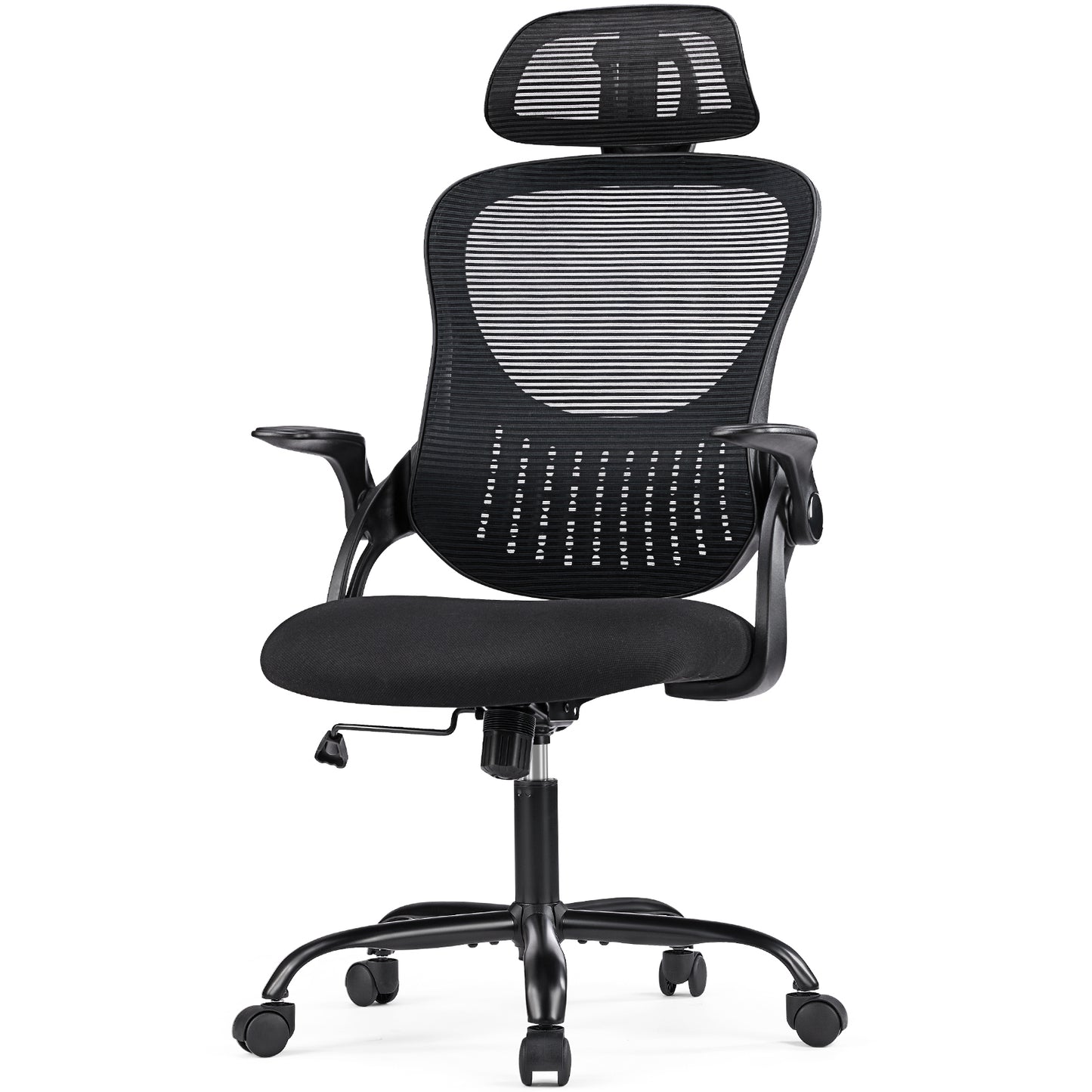 Office chair, comfortable swivel chair with high back, wheels, adjustable headrest