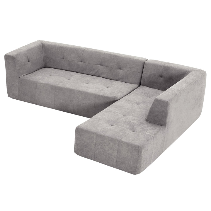 110.2*72.8" Living Room Sofa Set, 2pcs Computer Free Combination, L-Shaped,Light Grey