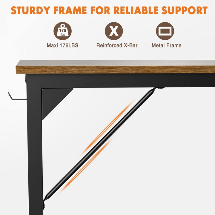 Simple Style Wooden Work Office Desks with Storage,31 Inch,Brown