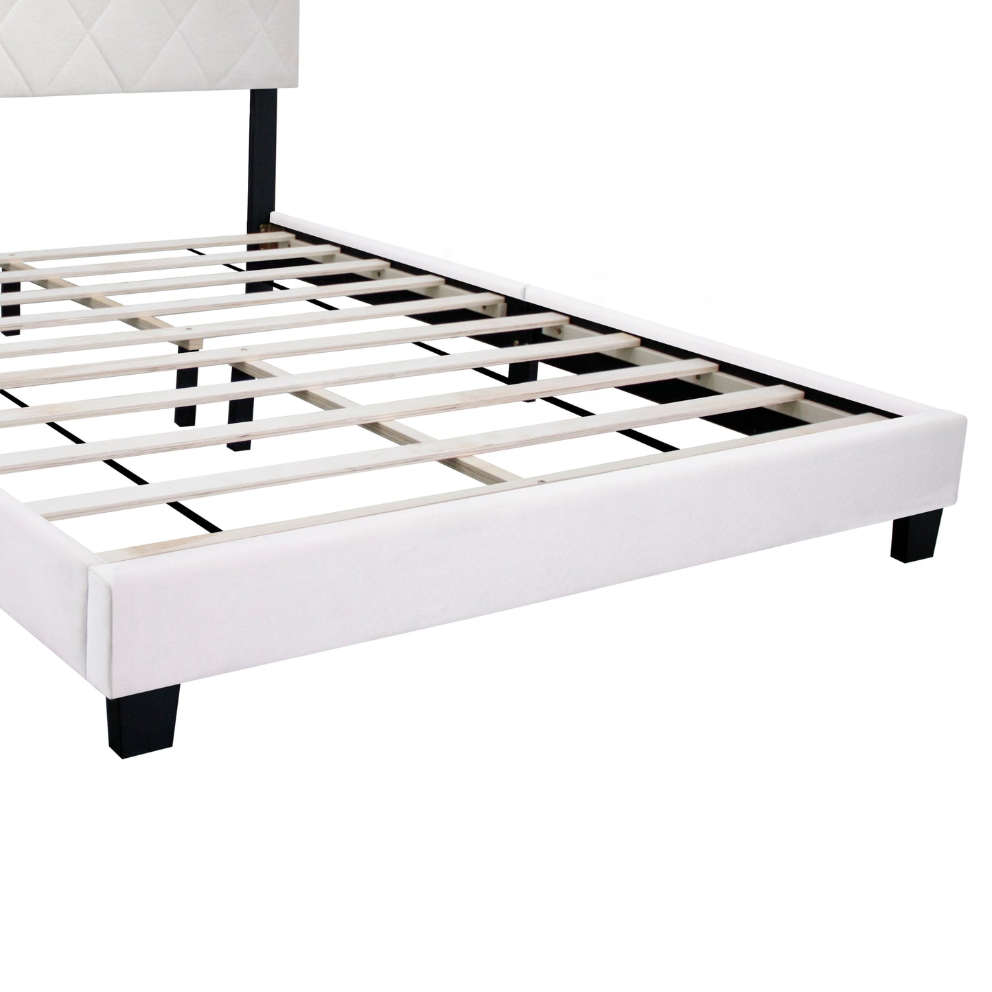 WHITE QUEEN SIZE ADJUSTABLE UPHOLSTERED BED FRAME AMERICAN SIMPLE AND VERSATILE STYLE,SUITABLE FOR ANY ROOM STYLE