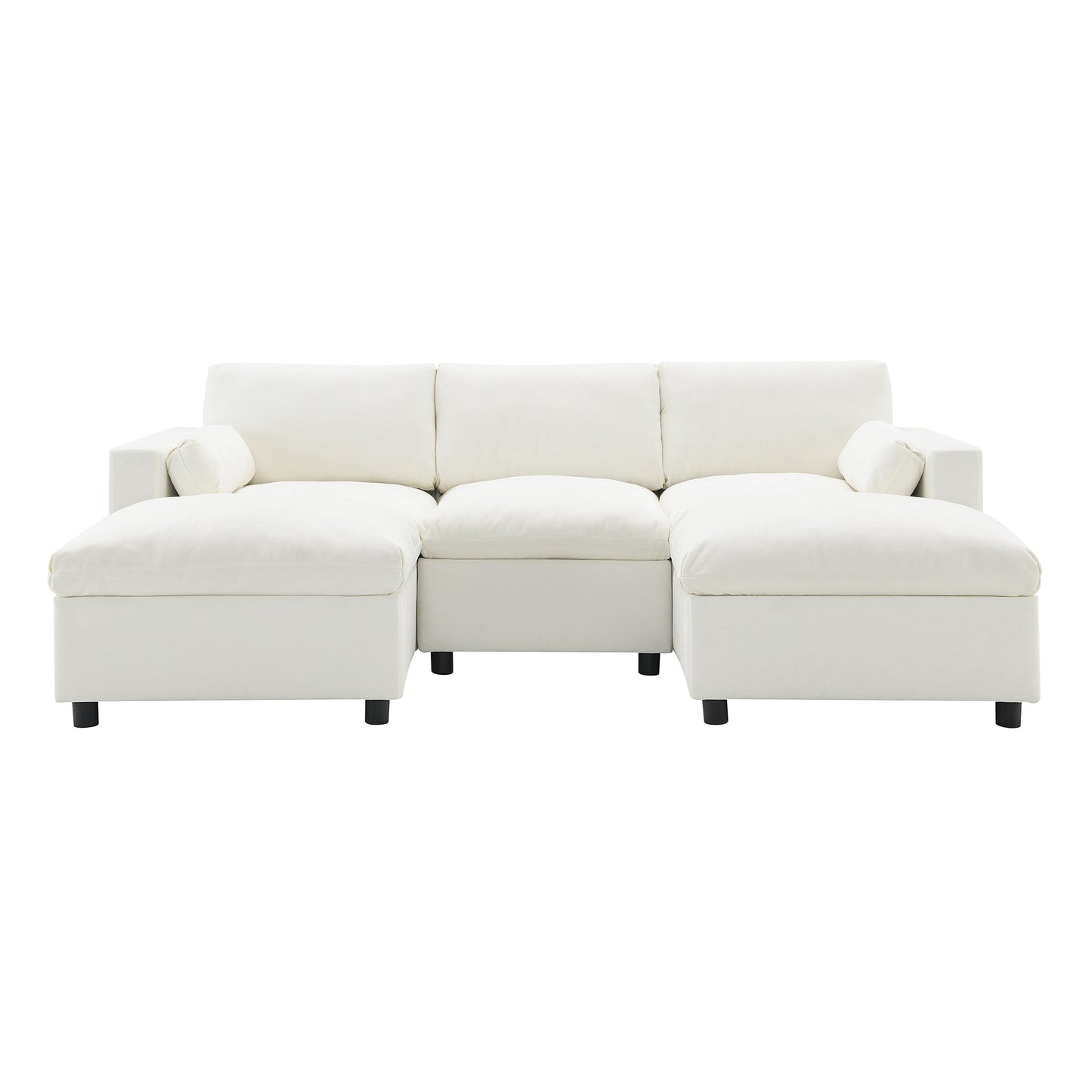 86.5''Chenille Sectional Sofa with Storage Pockets, 5 Seat U Shaped Sleeper Couch Set,2 PIC Free Combination