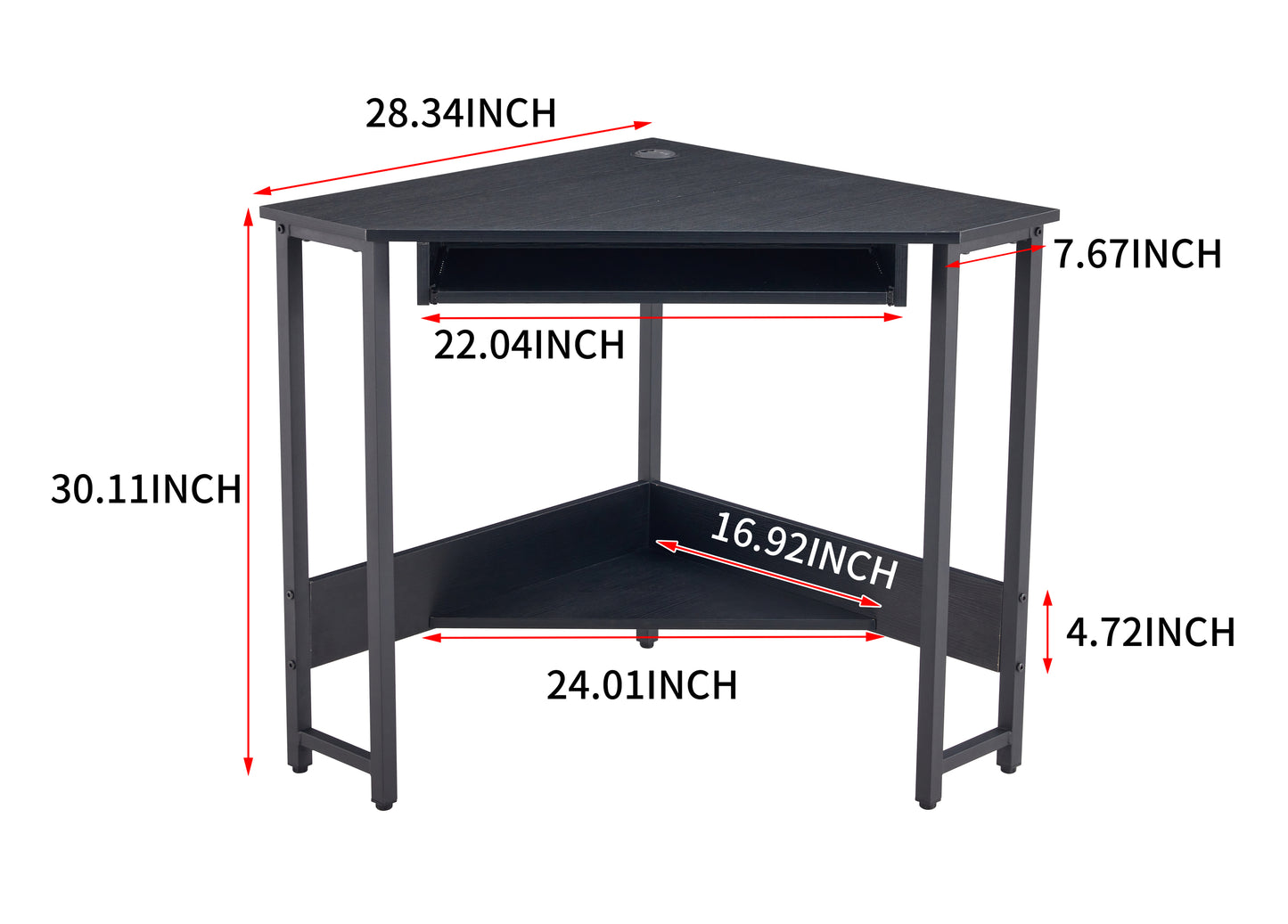 Computer Desk,Corner Desk With Smooth Keyboard Tray& Storage Shelves BLACK,28.34''L 24''W 30.11''H