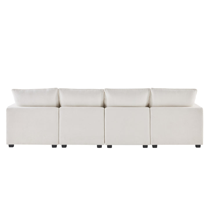 110*57" U Shape Modular Sofa, 6 Seat Chenille Sectional Couch Set with 2 Pillows Included