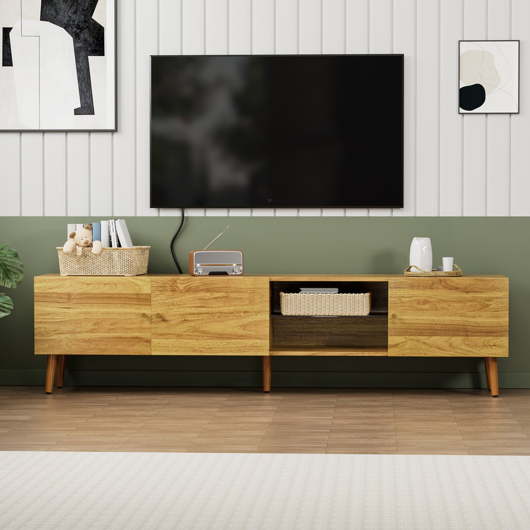 70 Inch Mid Century Modern TV Stand, TV Stand with Storage