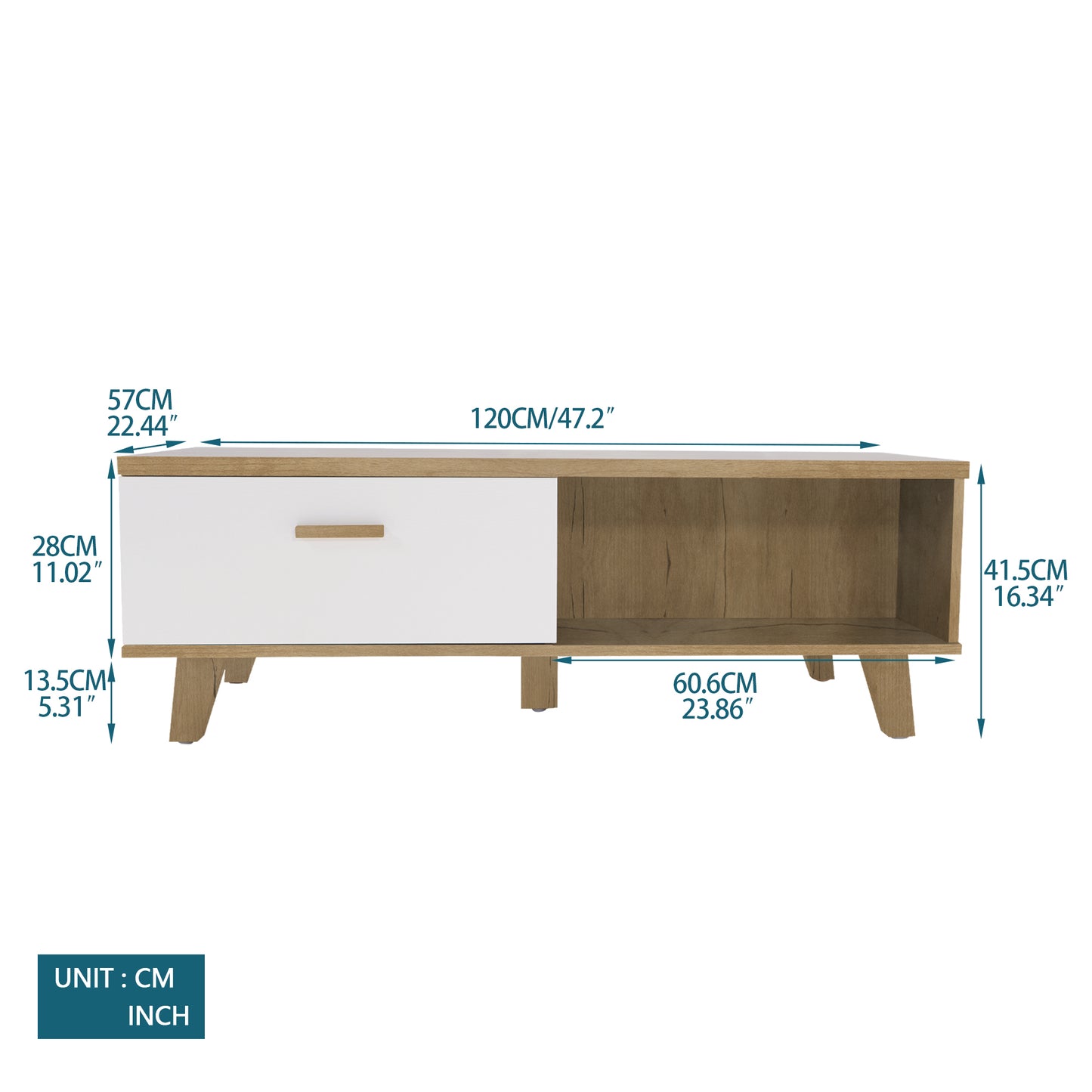 COFFEE TABLE computer table, wood+white color